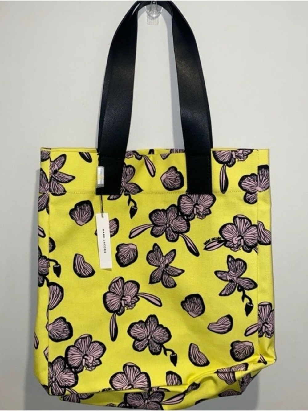 Marc Jacobs Yellow Floral Tote Bag with Black Front Pocket - Picture 2 of 6
